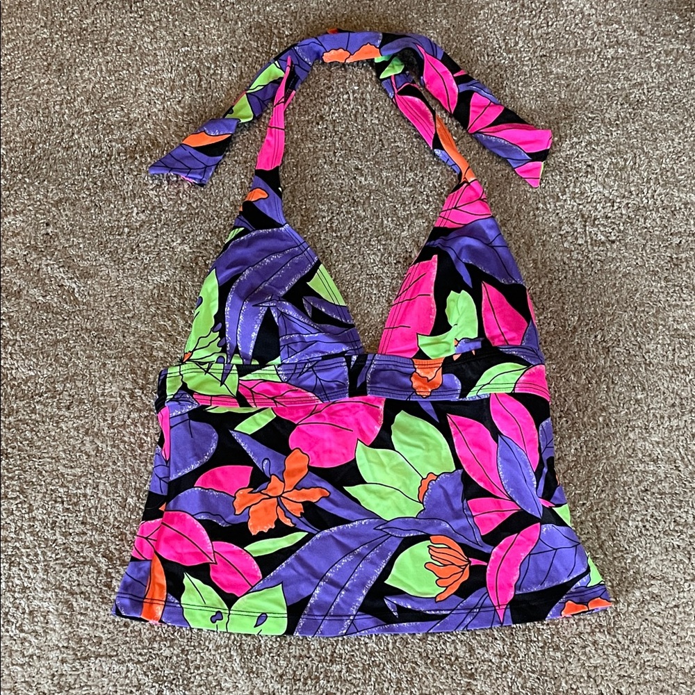 Vibrant Floral Tankini Top, Size 10
